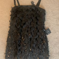 Black Lulus Sequin Fringe Dress