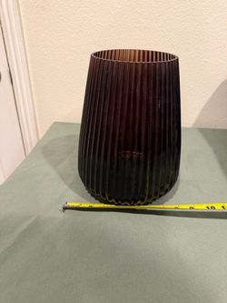 Dark Brown Ribbed Glass Vase