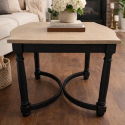 Black & Natural Refinished End Table 