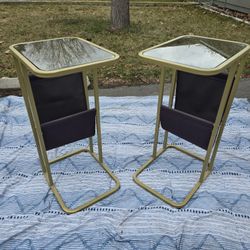Pair Of Gold End Or Side Tables / Nightstands 