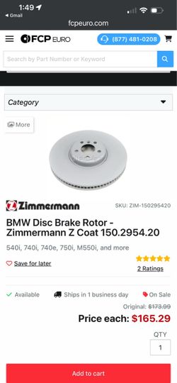 BMW Disc Brake Rotor- Zimmerman Z Coat NEW