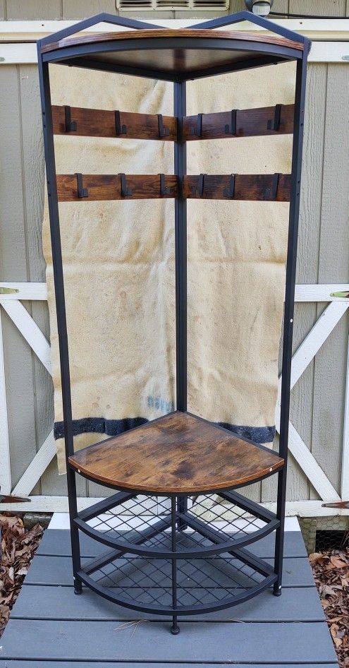 6 foot Corner Hall Tree with Shoe Bench.