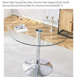 New 42” Round Glass Dining Table