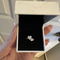 Pandora Double Heart Sparkling Ring 
