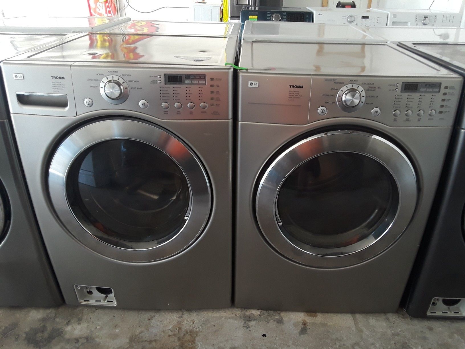 LG Silver Washer And Electric Dryer