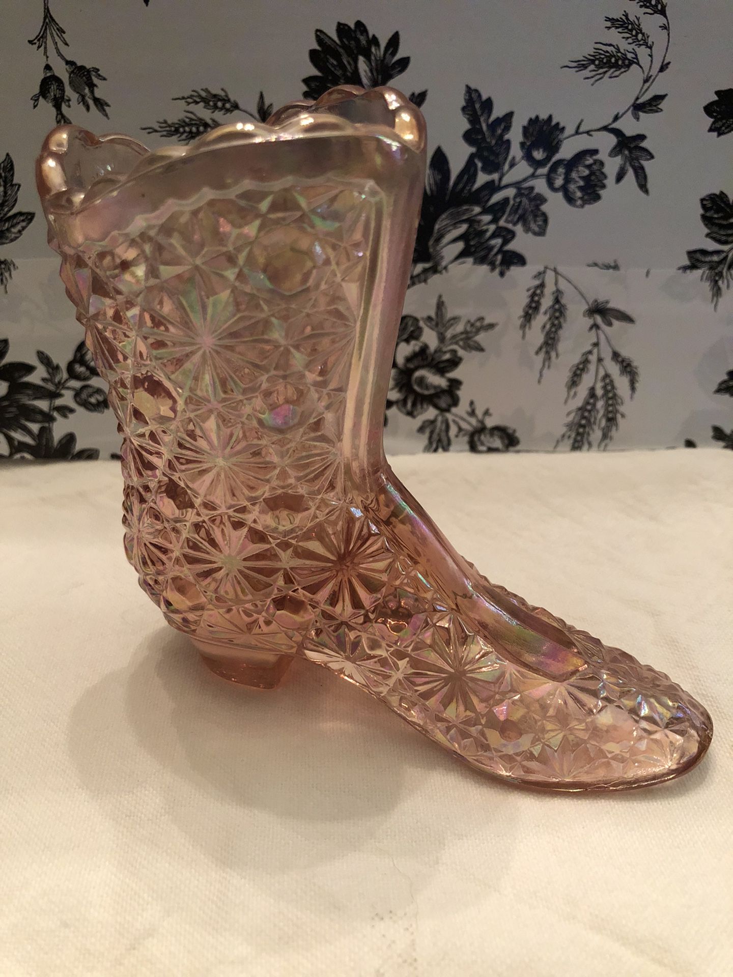 Vintage Fenton Glass Boot - Pink 