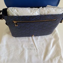 Versace La Greca Signature Coated Canvas Messenger Bag