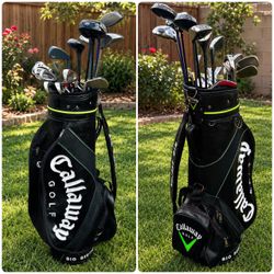 21 Pc Golf Club SET includes: Callaway Drivers, Irons/Wedges with a Multi Compartment / Pocketed Callaway Big Bertha Golf Bag