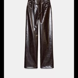 Zara Straight Leg Faux Leather Pants Brand New