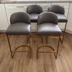 Restoration Hardware 1960S Rome Leather Bar & Counter Stools