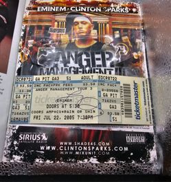 MINT Full Ticket 2005 Eminem Anger Management Tour 3 GA PIT Signed Stat Quo