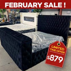 Black Queen Size Bed Frame With TV Lift  // Mattress Sold Separately 