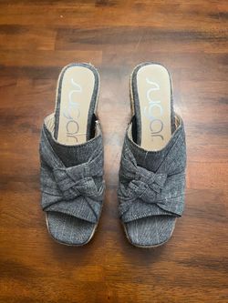 Sugar Denim Wedge Slide Sandals