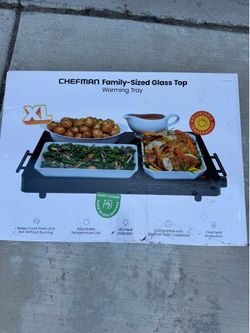 Chefman family sized glass top warming tray