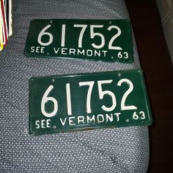 2 Vermont License Plates, 1963. #61752
