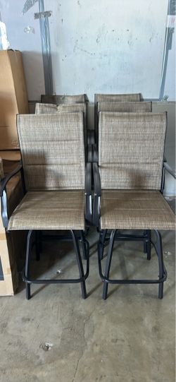 Outdoor Patio Bar Height Swivel Chairs Set of 6