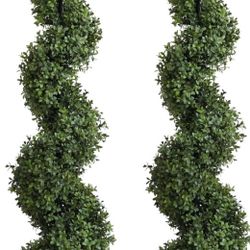 4ft Spiral Artificial Topiaries Trees Outdoor Front Door Decor Set of 2