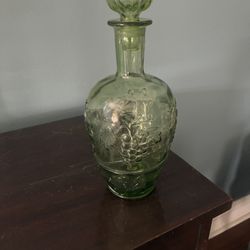 Green Glass Wine Decanter With Stopper