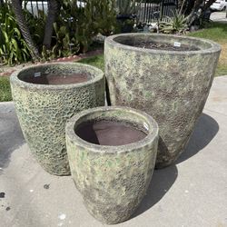 Green Stone Planters-Volcanic Green Pots ($475 set of 3)
