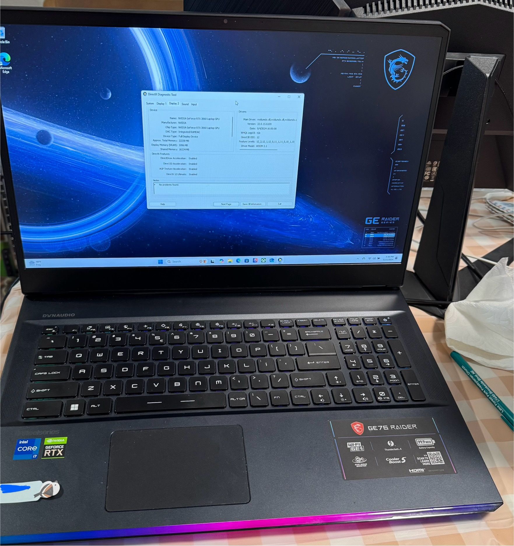 MSI 17” Gaming Laptop, i7, GTX 3060, 32gb RAM