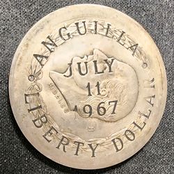 Anguilla Liberty Dollar, 1967 Counterstamped on Mexico 1951 5 Pesos