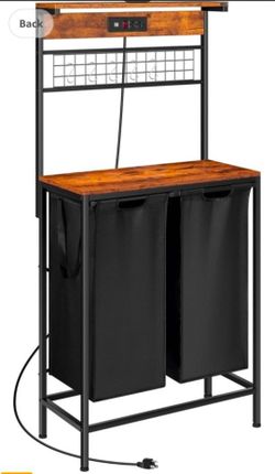 Laundry Hamper with Power Outlet, Laundry Basket 2 Section, Laundry Sorter with Hooks, Shelf, 2 x 65L Removable Bags