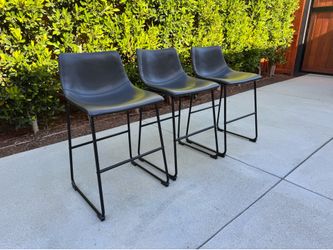 Set of 3 Leather Counter Height Stools