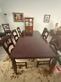 Dark Wood Dining Table with 6 Chairs