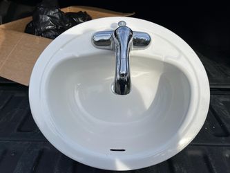 20”x17” drop in Bathroom Sink with Faucet Included - White