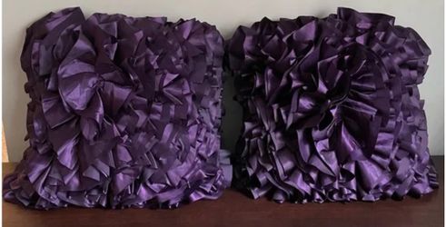 2 Pier Import Ruffled Purple Pillows
