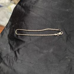 Sterling Silver Italy 926 Rope Chain Bracelet 7 In