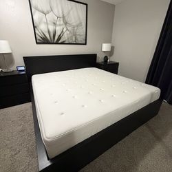 IKEA King Bed Frame and Mattress.