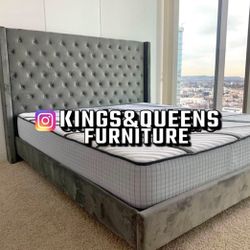 New King Bed Frame With Mattress 