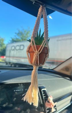 Car Accessories - Mini Macrame Plant Hanger & 4-Pack Headrest Hooks