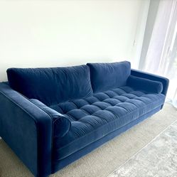 Article NEW Mid Century Blue Velvet Sofa