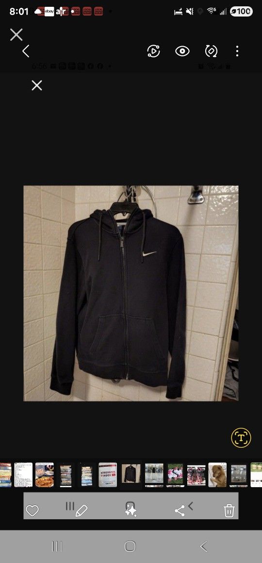 Nike Hoody, Zippered, Medium, Black