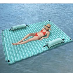 Lake Floats for Adults with Pool Hammock, JHUNSWEN 114'' x 72'' Giant Inflatable Floating Mat for Lake Pool Boating Beach, Floating Island for Water R