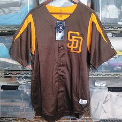 San Diego Padres True Fan Men’s Team Color Full-Button Jersey Brown