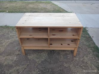 Wooden TV Stand with Open Shelves