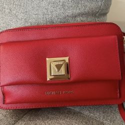 Michael Kors Deep Red Crossbody with gold hardware 