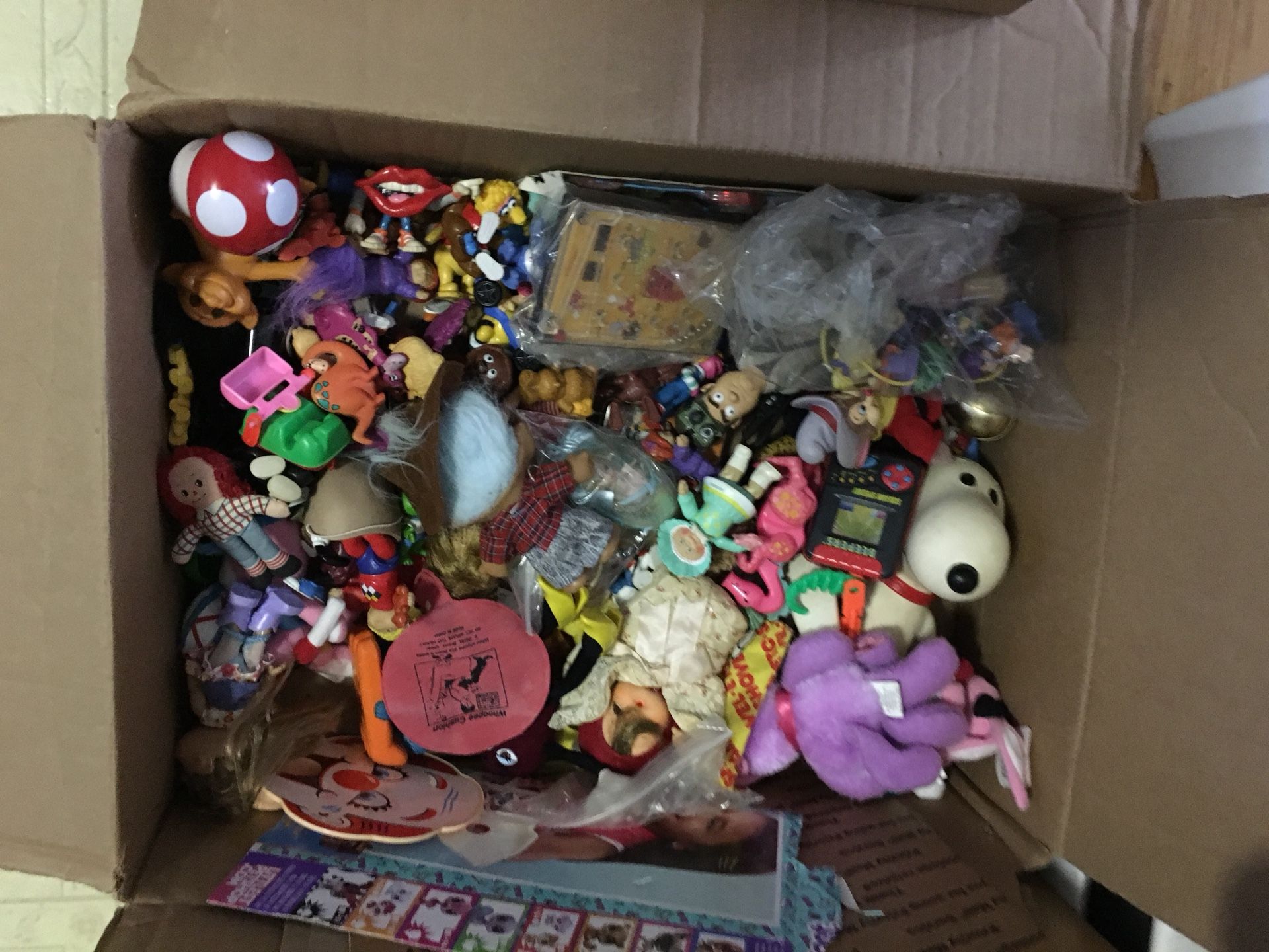 Box of vintage toys