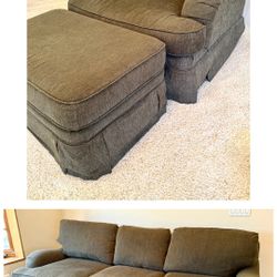 Green Sofa, Chair and Matching Ottoman (All 3 Pieces)