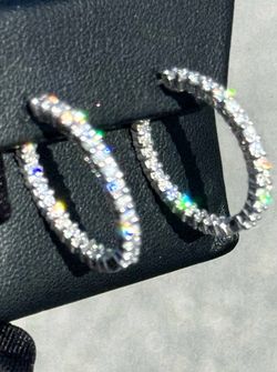 Roberto coin 18K White Gold & 1.7 TCW Diamond Inside-Out Hoop Earrings/25MM