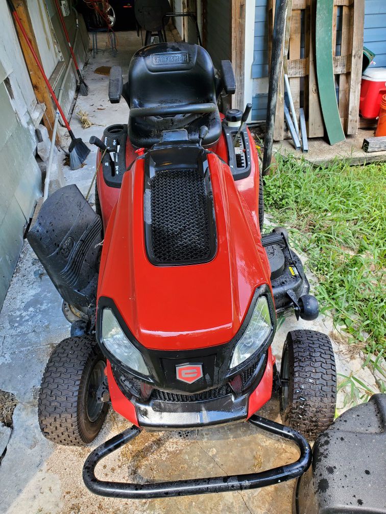 Craftsman riding lawn mower T110 Excellent condition.$1299 new at lowest great deal. Will trade for car.
