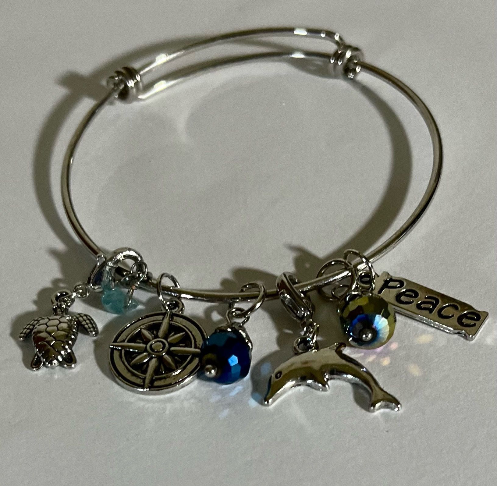“Embrace Your Own Journey” Handcrafted, Charm Bangle Bracelet