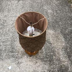 Glass antique lamp with cloth shade