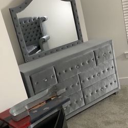 Suede grey dresser 