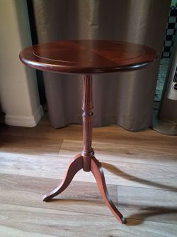 Cherry Wood Pedestal Accent Side Table from Bombay