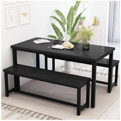 Dining Table Set for 4 Kitchen Table Set with 2 Dining Benches
