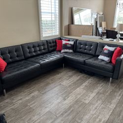 Black Leather Sectional Sofa
